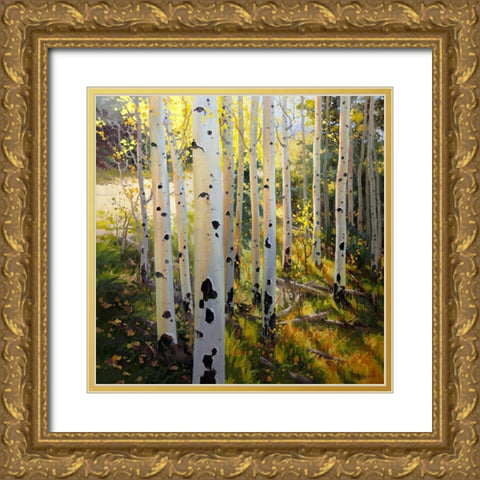 Early Aspen Gold Ornate Wood Framed Art Print with Double Matting by Kim, Gary