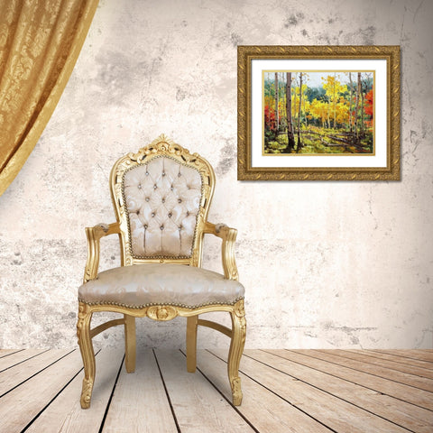Backlit Aspen Grove Gold Ornate Wood Framed Art Print with Double Matting by Kim, Gary