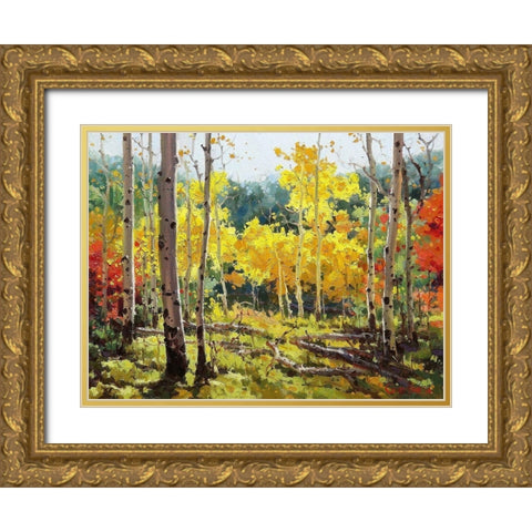 Backlit Aspen Grove Gold Ornate Wood Framed Art Print with Double Matting by Kim, Gary