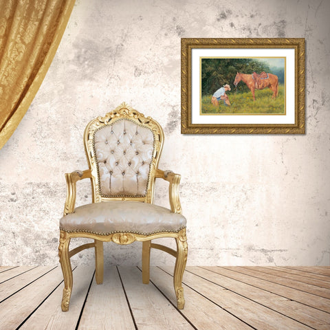 Giving Thanks Gold Ornate Wood Framed Art Print with Double Matting by Dudley, June