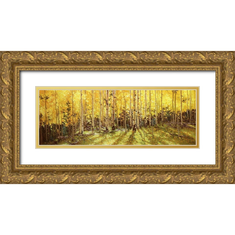 Aspen Panorama Gold Ornate Wood Framed Art Print with Double Matting by Kim, Gary