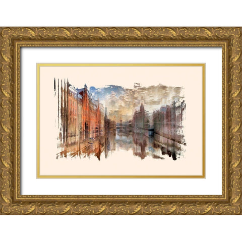 Amsterdam Reflections I  Gold Ornate Wood Framed Art Print with Double Matting by Bolokofsky, Ronald