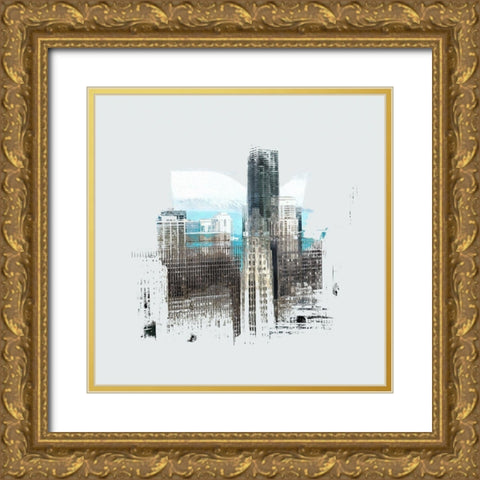 Chicago Skyline I  Gold Ornate Wood Framed Art Print with Double Matting by Bolokofsky, Ronald