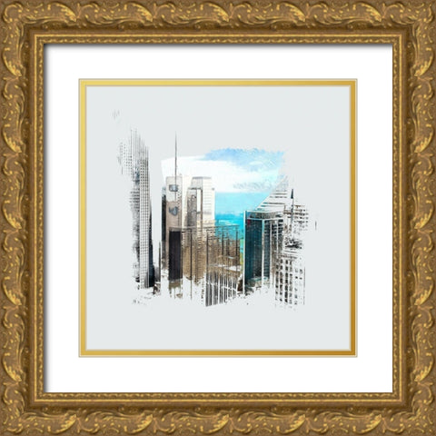 Chicago Skyline II Gold Ornate Wood Framed Art Print with Double Matting by Bolokofsky, Ronald