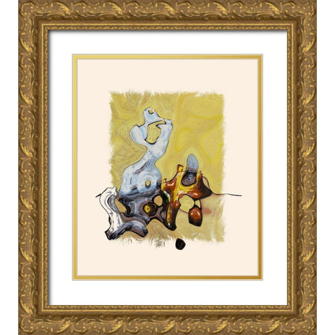 Abstract 1044 Gold Ornate Wood Framed Art Print with Double Matting by Bolokofsky, Ronald