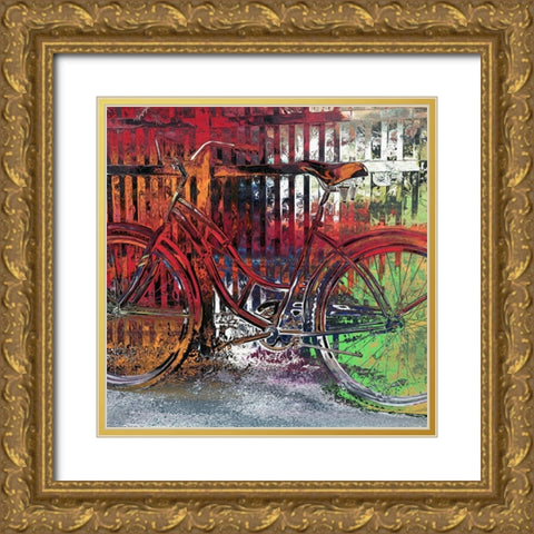 Red Bike Gold Ornate Wood Framed Art Print with Double Matting by Bolokofsky, Ronald
