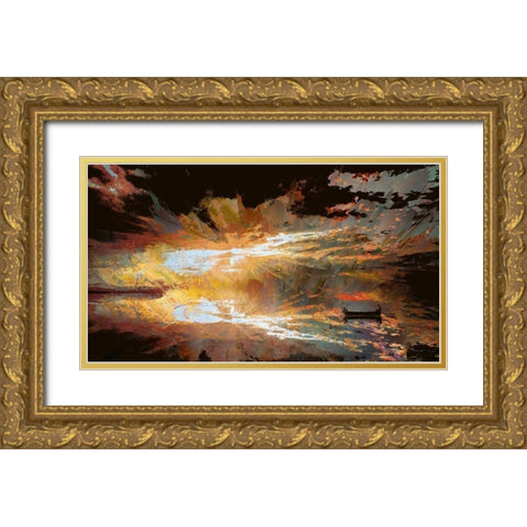 Raging Sunset Gold Ornate Wood Framed Art Print with Double Matting by Bolokofsky, Ronald