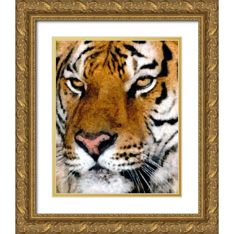 Portrait of a Tiger Gold Ornate Wood Framed Art Print with Double Matting by Bolokofsky, Ronald