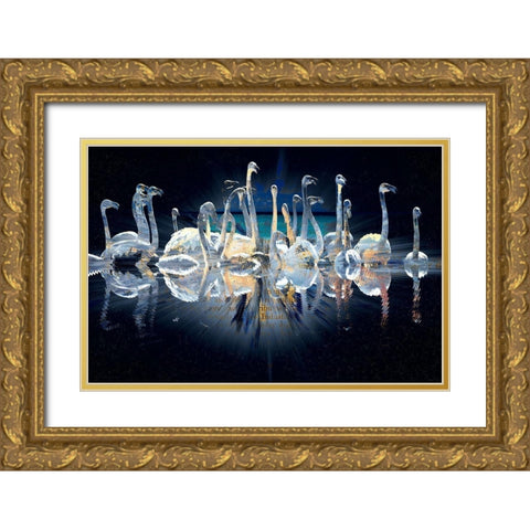 Birds of Paradise Gold Ornate Wood Framed Art Print with Double Matting by Bolokofsky, Ronald