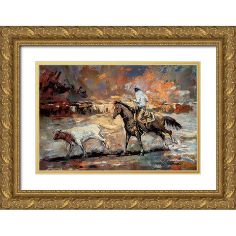 Rope the Stray II Gold Ornate Wood Framed Art Print with Double Matting by Bolokofsky, Ronald