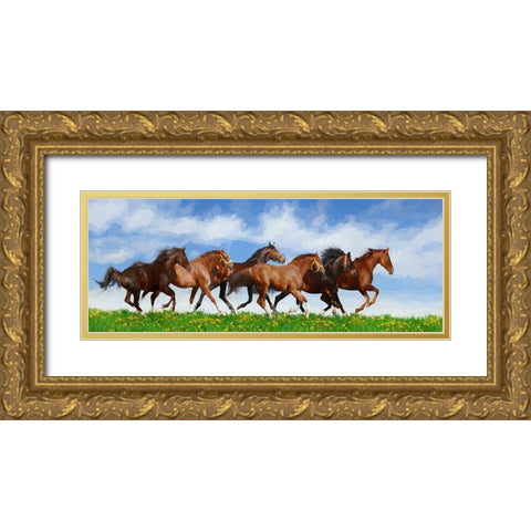 Running Wild Gold Ornate Wood Framed Art Print with Double Matting by Bolokofsky, Ronald