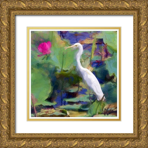 White Egret I Gold Ornate Wood Framed Art Print with Double Matting by Bolokofsky, Ronald