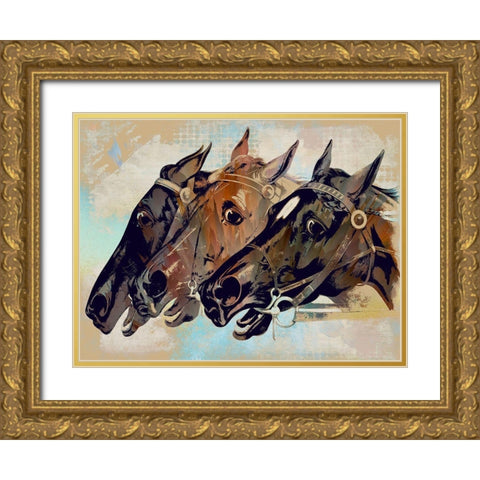 Win Place Show Gold Ornate Wood Framed Art Print with Double Matting by Bolokofsky, Ronald