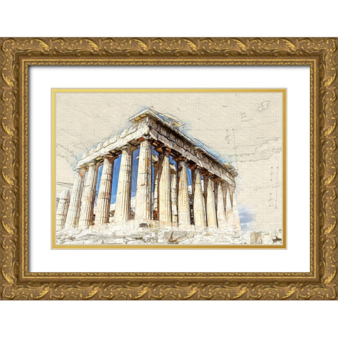 Acropolis IV Gold Ornate Wood Framed Art Print with Double Matting by Bolokofsky, Ronald