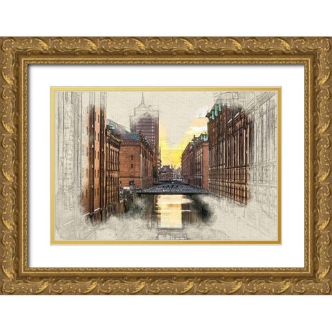 Hamburg II Gold Ornate Wood Framed Art Print with Double Matting by Bolokofsky, Ronald