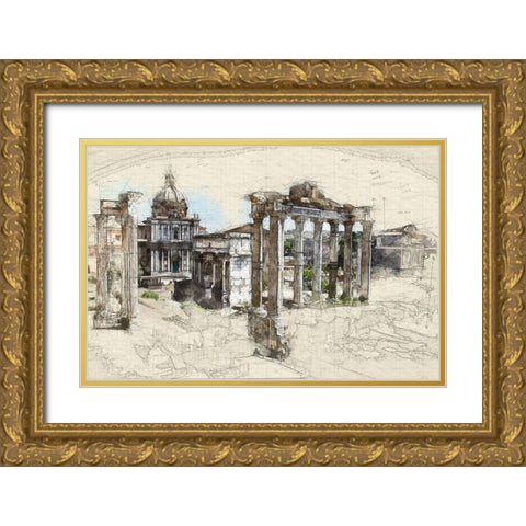 Italian Ruins Architectural Sketch Gold Ornate Wood Framed Art Print with Double Matting by Bolokofsky, Ronald