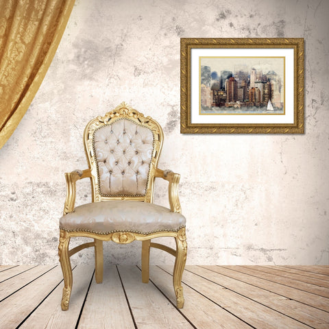 New York Architecture Gold Ornate Wood Framed Art Print with Double Matting by Bolokofsky, Ronald