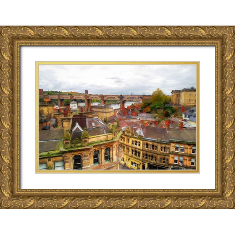 Paris City View Gold Ornate Wood Framed Art Print with Double Matting by Bolokofsky, Ronald