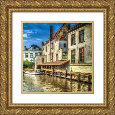 Brugges Canal Gold Ornate Wood Framed Art Print with Double Matting by Bolokofsky, Ronald