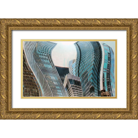 Chicago Skyscrapers Gold Ornate Wood Framed Art Print with Double Matting by Bolokofsky, Ronald