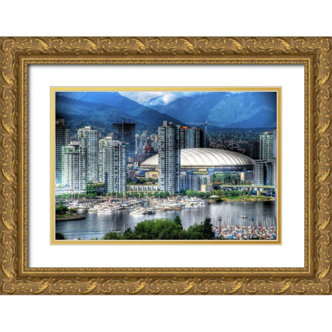 Downtown Vancouver Gold Ornate Wood Framed Art Print with Double Matting by Bolokofsky, Ronald