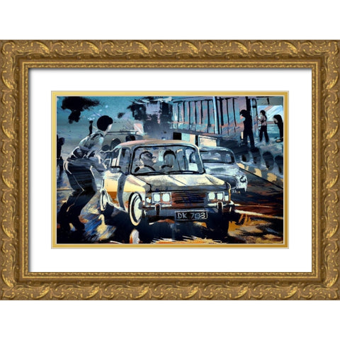 Evening Traffic Gold Ornate Wood Framed Art Print with Double Matting by Bolokofsky, Ronald
