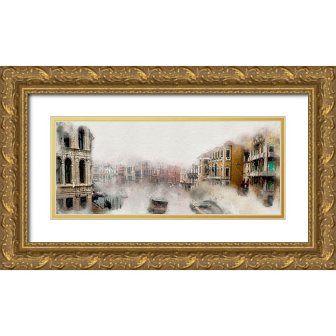 Fog On the Canal Gold Ornate Wood Framed Art Print with Double Matting by Bolokofsky, Ronald