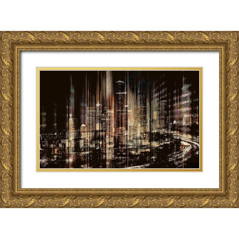 Midnight Skyline Gold Ornate Wood Framed Art Print with Double Matting by Bolokofsky, Ronald
