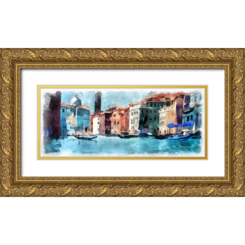 Riding the Canal Gold Ornate Wood Framed Art Print with Double Matting by Bolokofsky, Ronald