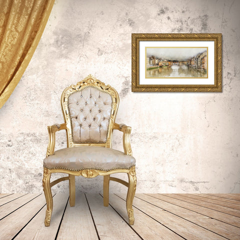 Ponte Vecchio II Gold Ornate Wood Framed Art Print with Double Matting by Bolokofsky, Ronald