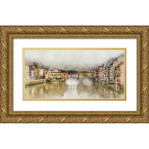Ponte Vecchio II Gold Ornate Wood Framed Art Print with Double Matting by Bolokofsky, Ronald