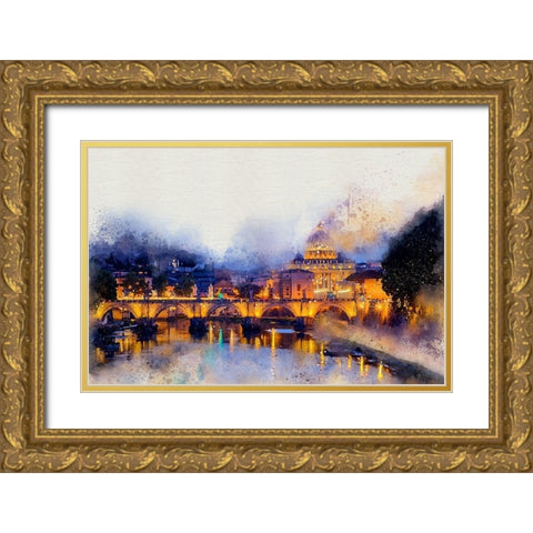 Saint Peters Basilica Gold Ornate Wood Framed Art Print with Double Matting by Bolokofsky, Ronald