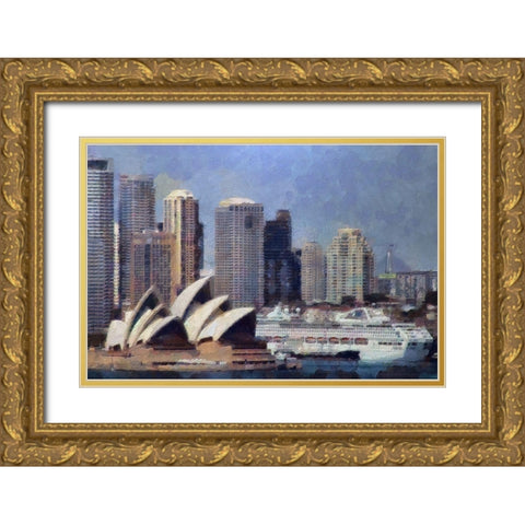 Sydney Harbor Gold Ornate Wood Framed Art Print with Double Matting by Bolokofsky, Ronald