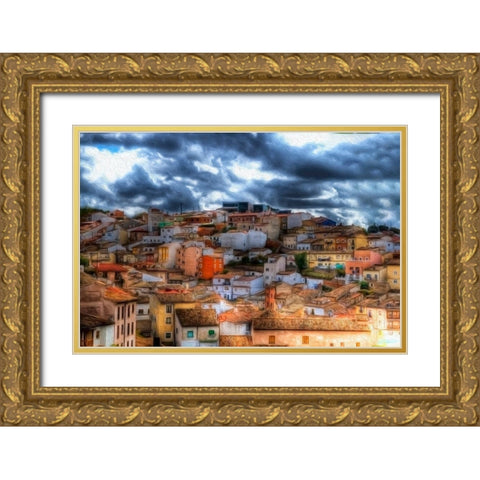 Village Along the Hillside Gold Ornate Wood Framed Art Print with Double Matting by Bolokofsky, Ronald
