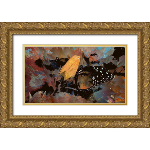 Butterfly On A Rosebud Gold Ornate Wood Framed Art Print with Double Matting by Bolokofsky, Ronald