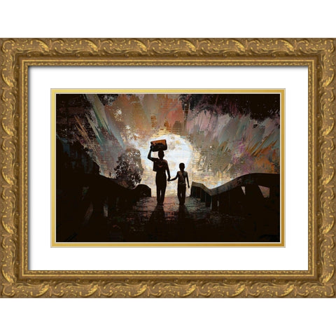 Moon Walk Gold Ornate Wood Framed Art Print with Double Matting by Bolokofsky, Ronald