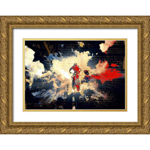 MotoCross Racer Gold Ornate Wood Framed Art Print with Double Matting by Bolokofsky, Ronald