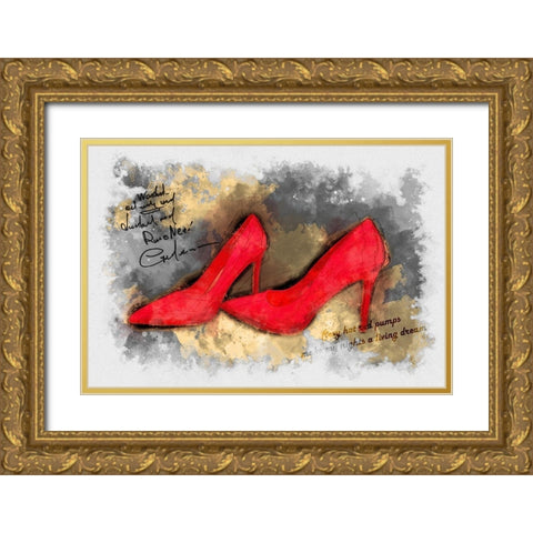 Red Pumps  Gold Ornate Wood Framed Art Print with Double Matting by Bolokofsky, Ronald