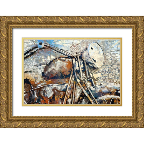 Rusty Old Bike Gold Ornate Wood Framed Art Print with Double Matting by Bolokofsky, Ronald