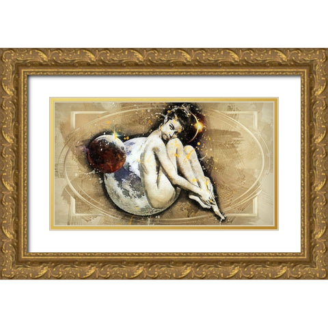 Venus Amongst the Stars Gold Ornate Wood Framed Art Print with Double Matting by Bolokofsky, Ronald
