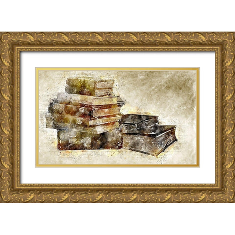 Vintage Literature  Gold Ornate Wood Framed Art Print with Double Matting by Bolokofsky, Ronald
