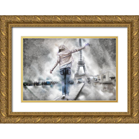 Balance In Paris II Gold Ornate Wood Framed Art Print with Double Matting by Bolokofsky, Ronald