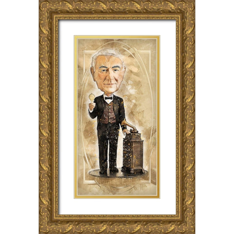 Thomas Edison Gold Ornate Wood Framed Art Print with Double Matting by Bolokofsky, Ronald