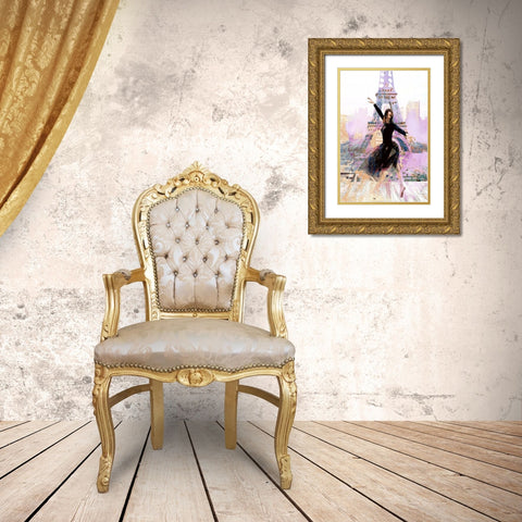 Eiffel Ballet I Gold Ornate Wood Framed Art Print with Double Matting by Bolokofsky, Ronald