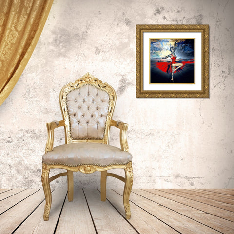 Pretty Ballerina Gold Ornate Wood Framed Art Print with Double Matting by Bolokofsky, Ronald