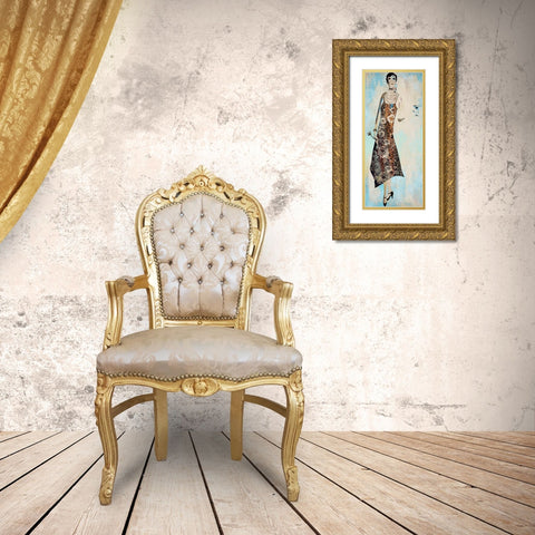 Roaring Twentys Fashion V Gold Ornate Wood Framed Art Print with Double Matting by Bolokofsky, Ronald