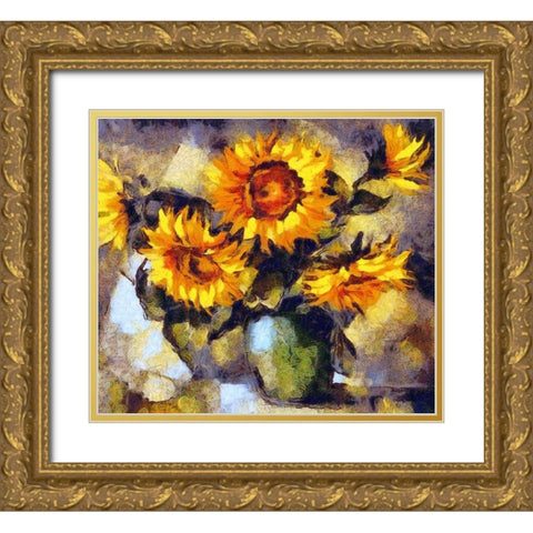 Sunflowers For Vincent Gold Ornate Wood Framed Art Print with Double Matting by Bolokofsky, Ronald