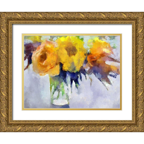 Yellow Flowers Gold Ornate Wood Framed Art Print with Double Matting by Bolokofsky, Ronald