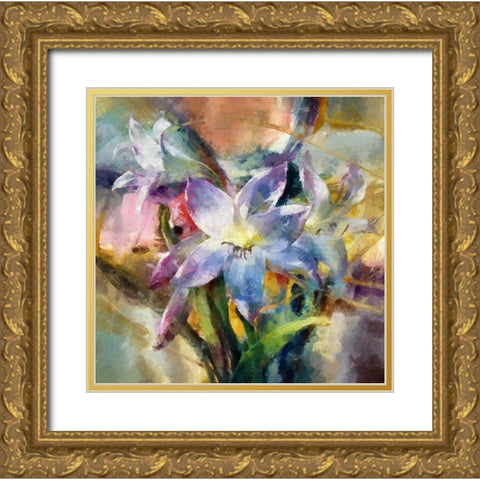 Clematis Garden Gold Ornate Wood Framed Art Print with Double Matting by Bolokofsky, Ronald