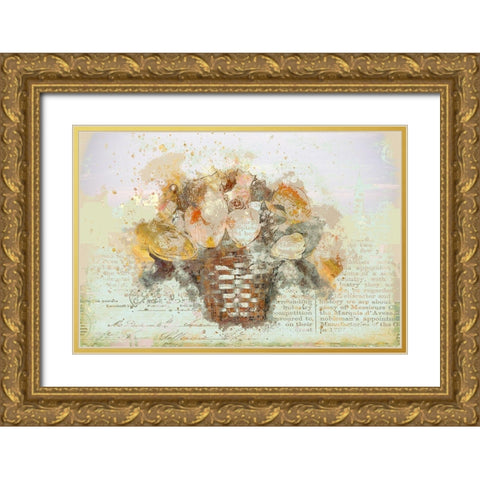 Basket of Flowers I Gold Ornate Wood Framed Art Print with Double Matting by Bolokofsky, Ronald